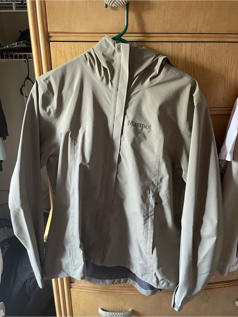 Marmot Dark Gray Hooded Jacket with Teal Trim